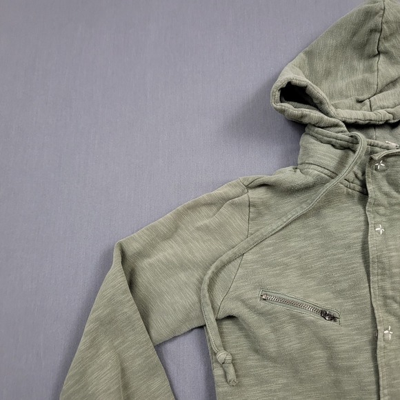 Element Womens Olive Green Slub Knit Utility Cargo Hoodie Jacket Snap Front S - Picture 8 of 16